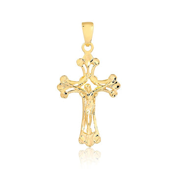 18K Gold Layered Oro Laminado Jesus Cross Cutout Design Religious Pendant 31.0004